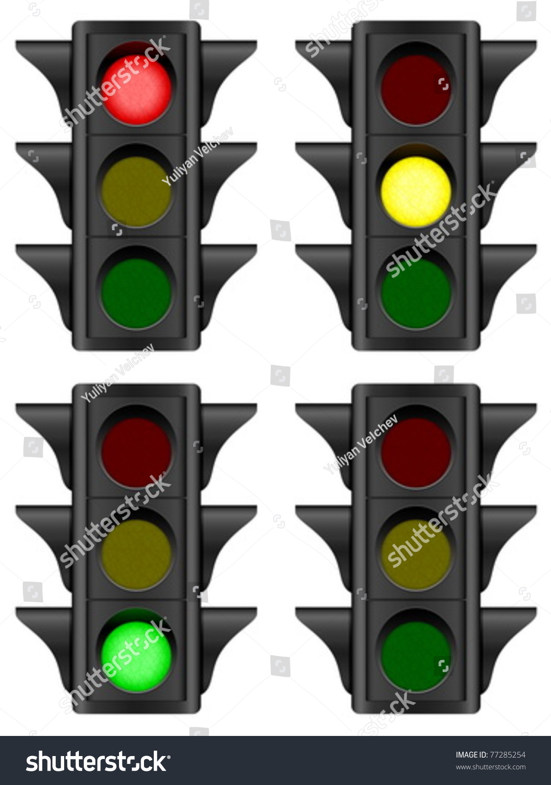 Traffic Light Set On A White Background. Vector Illustration ...