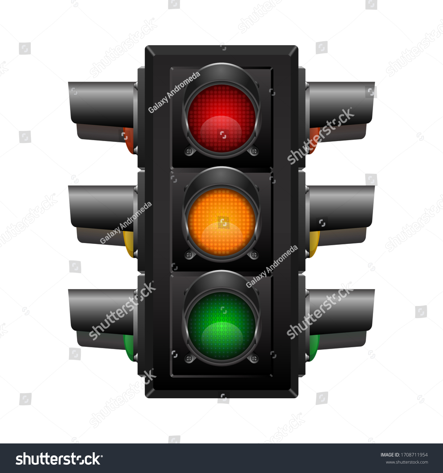 Traffic Light Four Directions View Realistic Stock Vector (Royalty Free ...