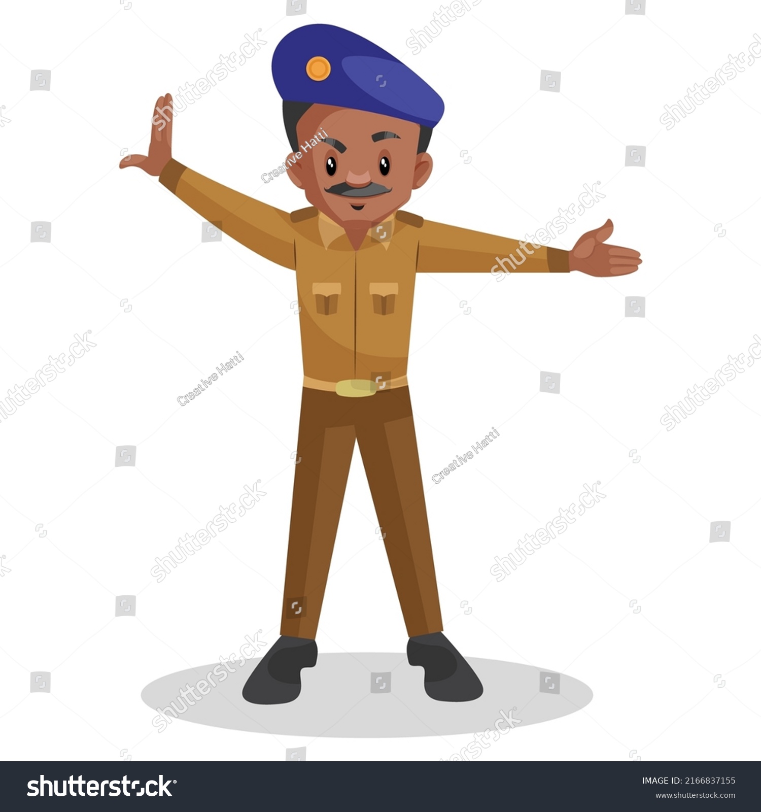 Traffic Policeman Giving Left Side Signal Stock Vector (Royalty Free ...