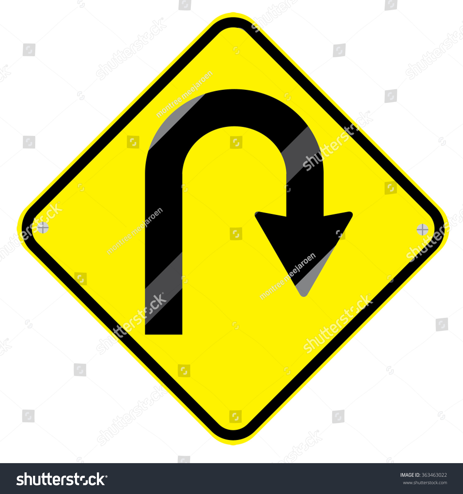 Traffic Sign . U Turn Right Stock Vector Illustration 363463022 ...