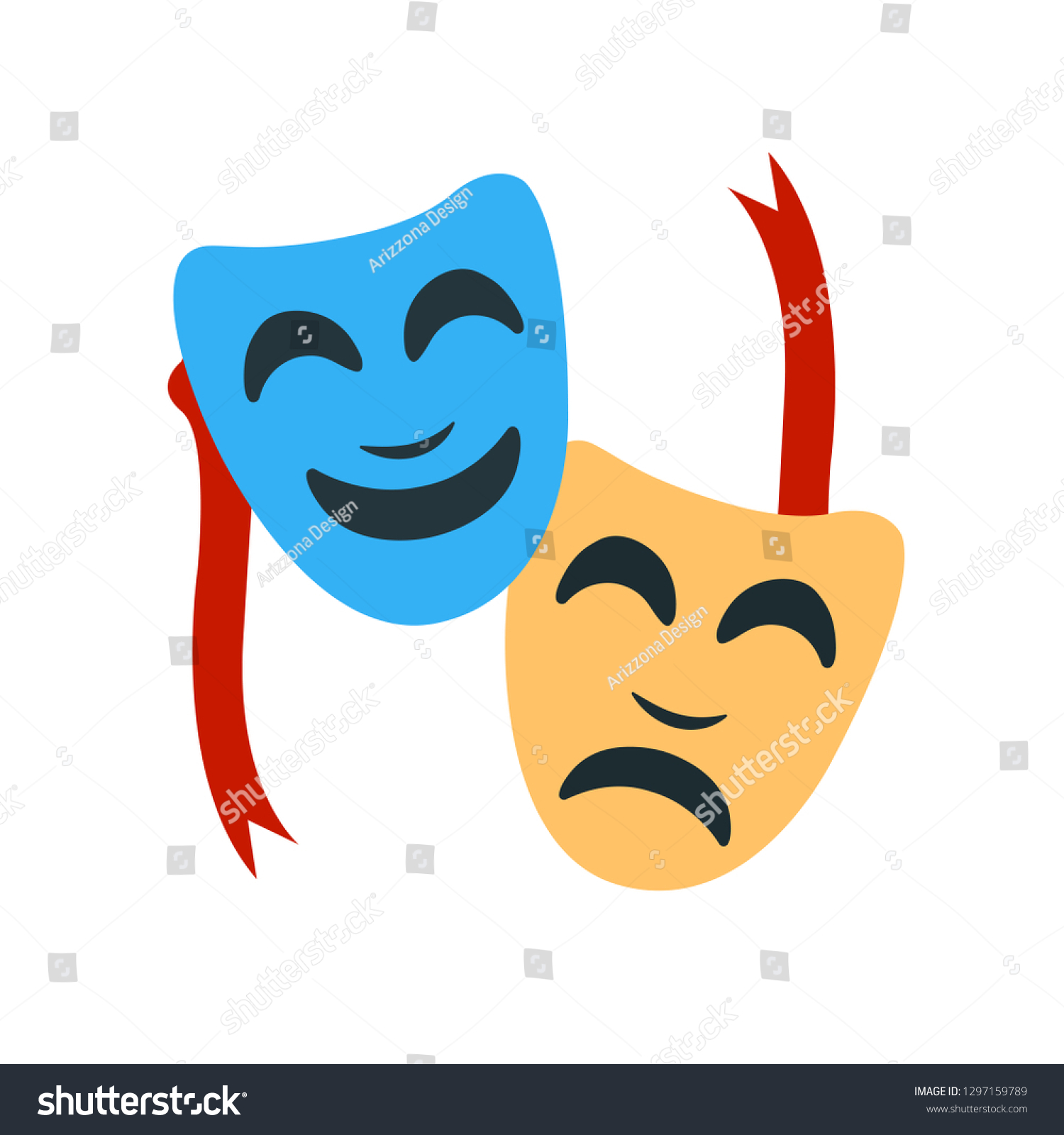 Tragedy Comedy Masks Emoji Vector Stock Vector (Royalty Free ...