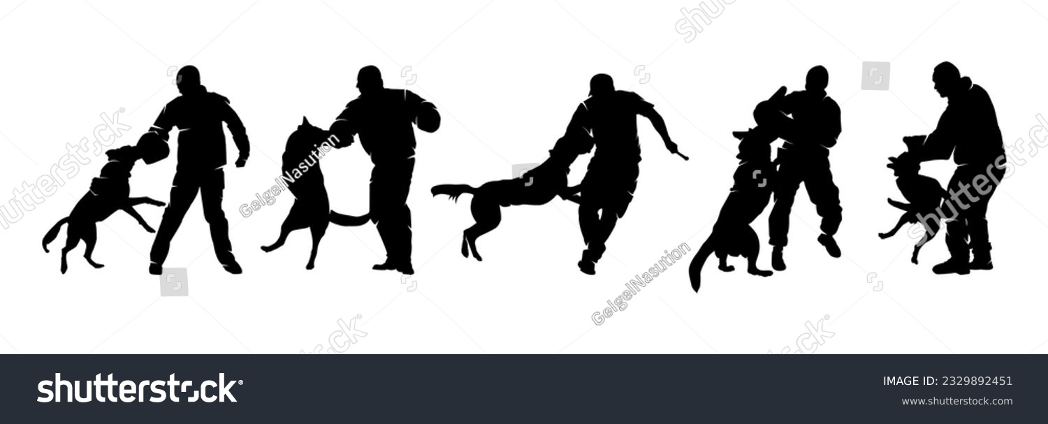 SVG of Trained aggressive dog  silhouette vector set svg