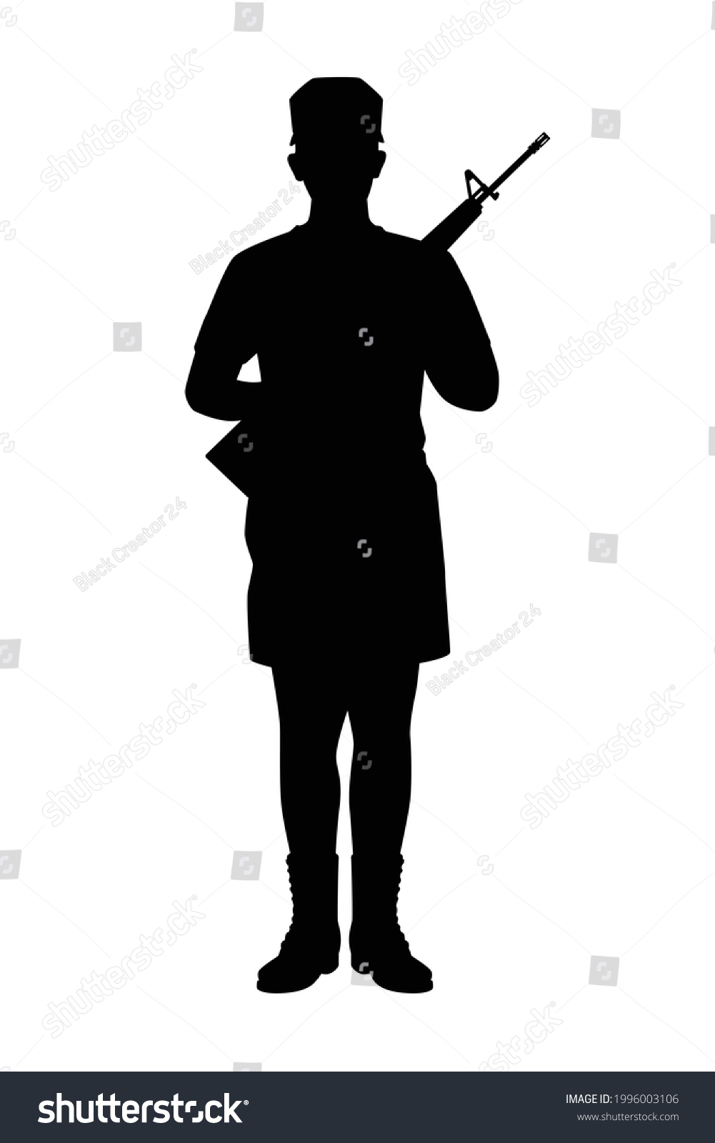 Training Soldier Silhouette Vector On White Stock Vector (royalty Free 