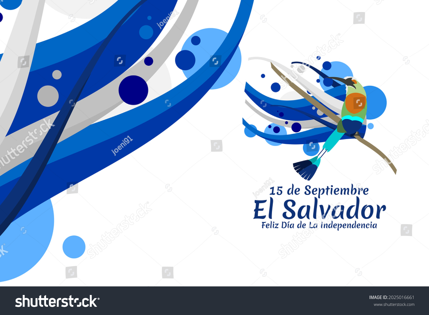 Traducción 15 de septiembre, El Salvador, vector de stock (libre de