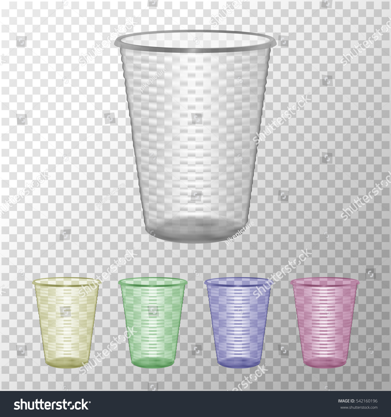 SVG of Transparent Plastic Cup Set. Mock Up For Your Design. Disposable Plastic Cup Template. Food Packaging Vector Illustration svg