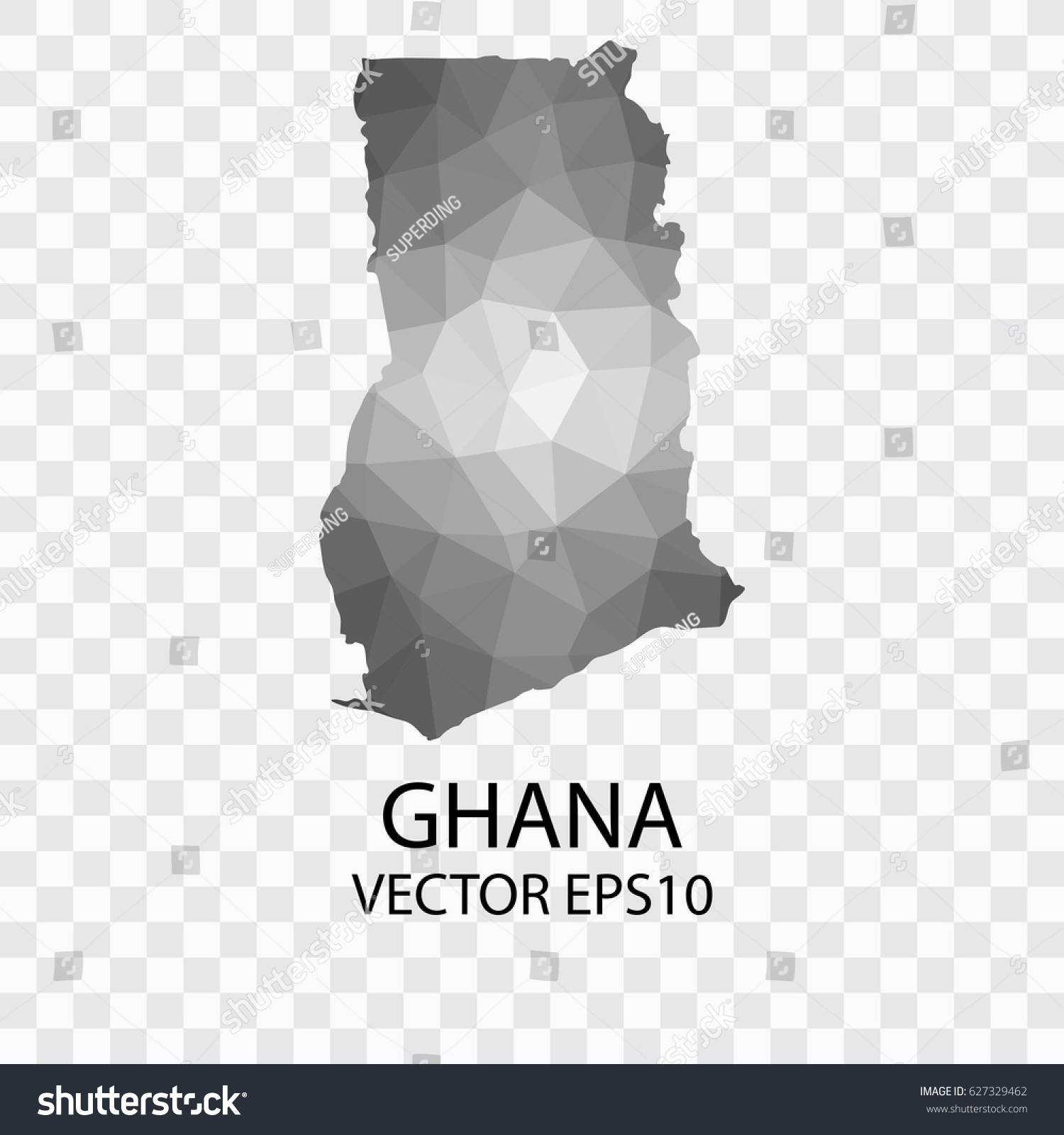 Transparent Vector Map Ghana Vector Illustration Stock Vector Royalty   Stock Vector Transparent Vector Map Of Ghana Vector Illustration Eps 627329462 