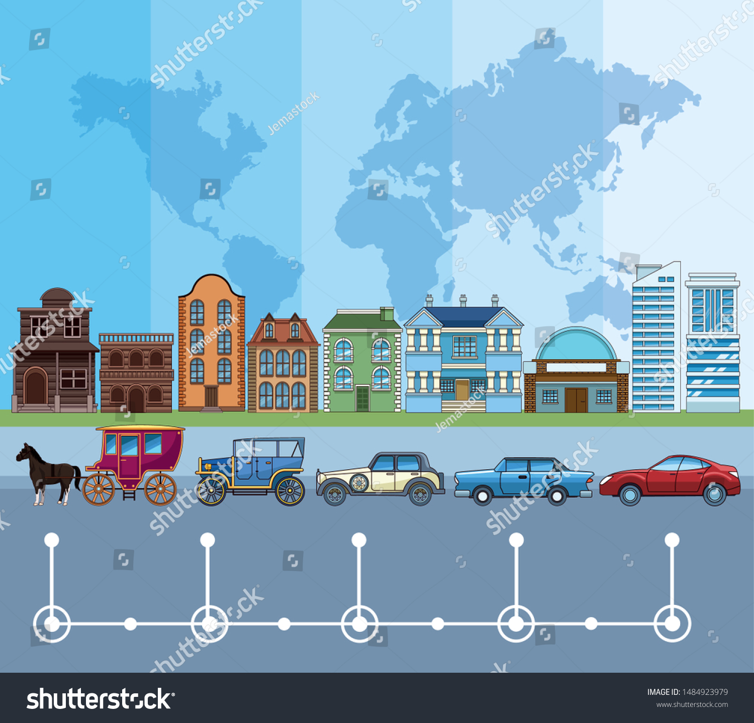 Transport Vehicles Evolution Transportation Timeline Template Stock Transport Vehicles Evolution Transportation Timeline Template Stock