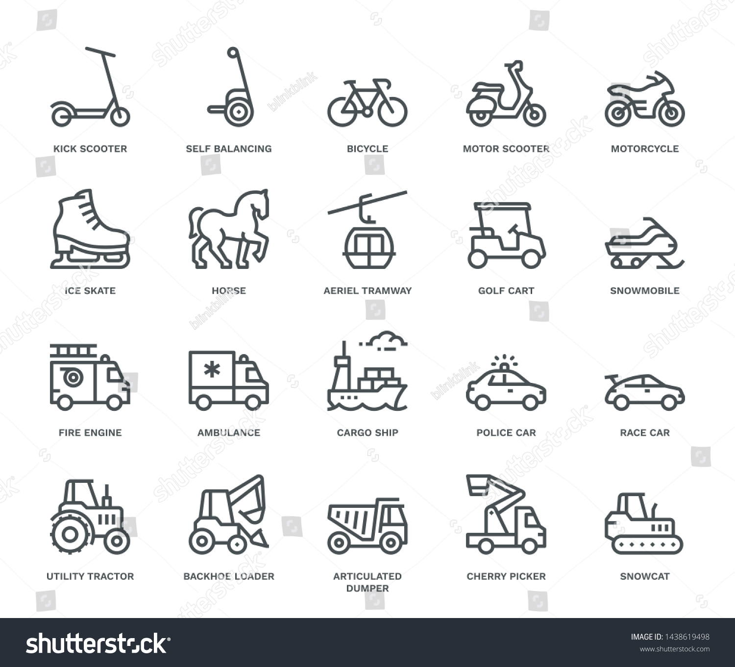 SVG of Transport Icons, side view,  Monoline concept
The icons were created on a 48x48 pixel aligned, perfect grid providing a clean and crisp appearance. Adjustable stroke weight.  svg