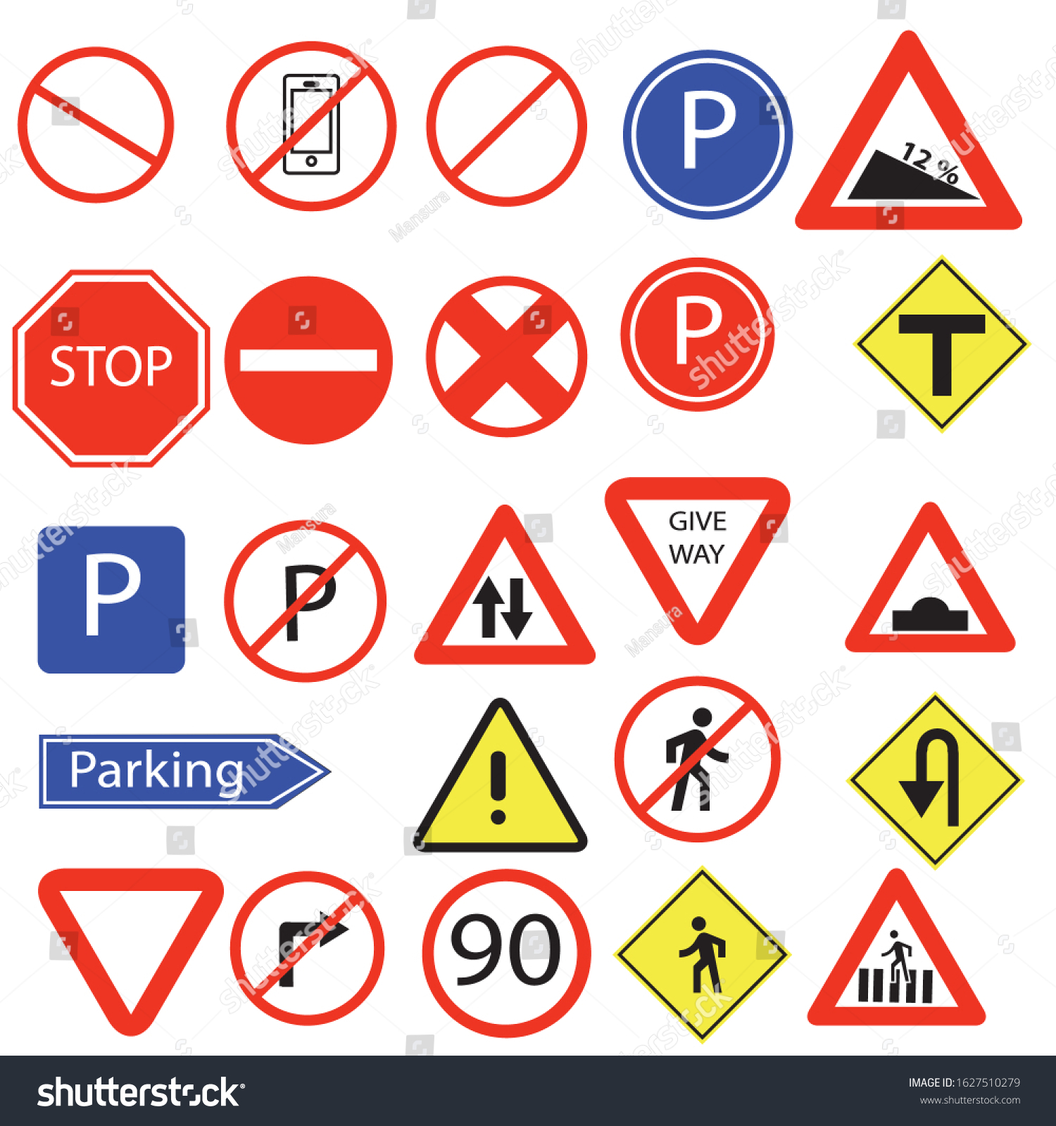 Transport Signs Icon Set Vector Stock Vector (Royalty Free) 1627510279 ...