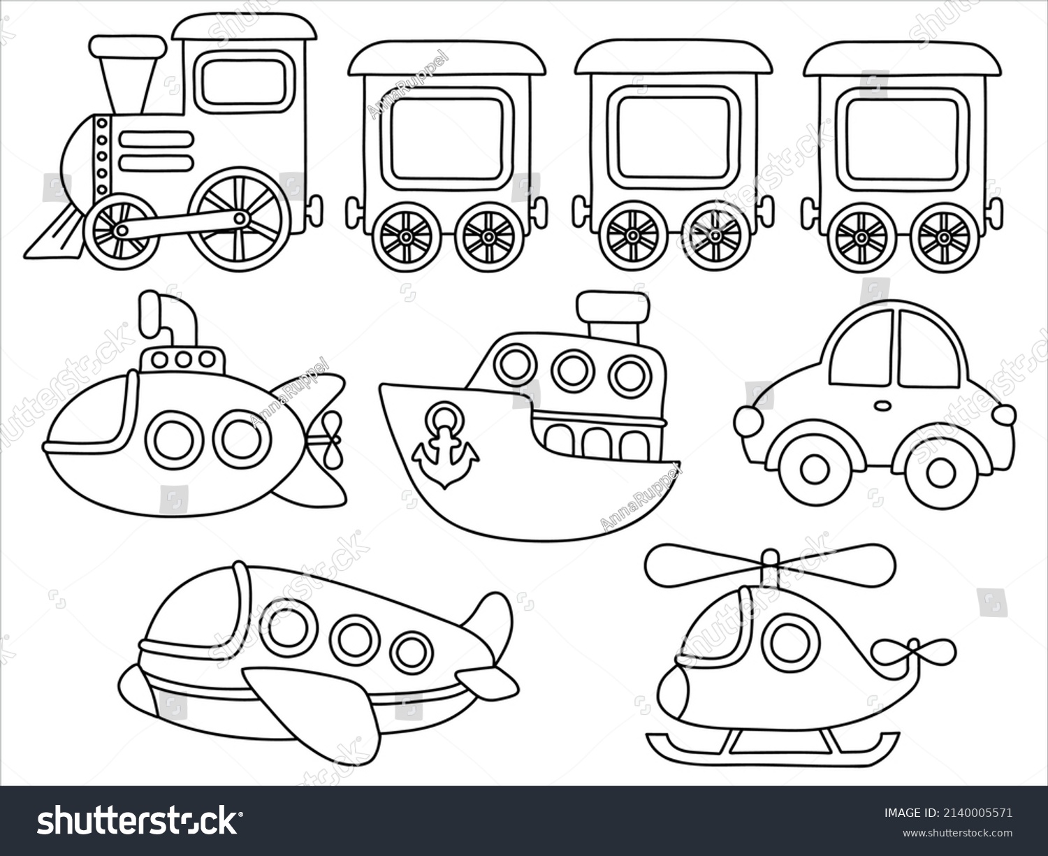 Transport Steam Locomotive Wagons Submarine Ship Stock Vector (Royalty ...