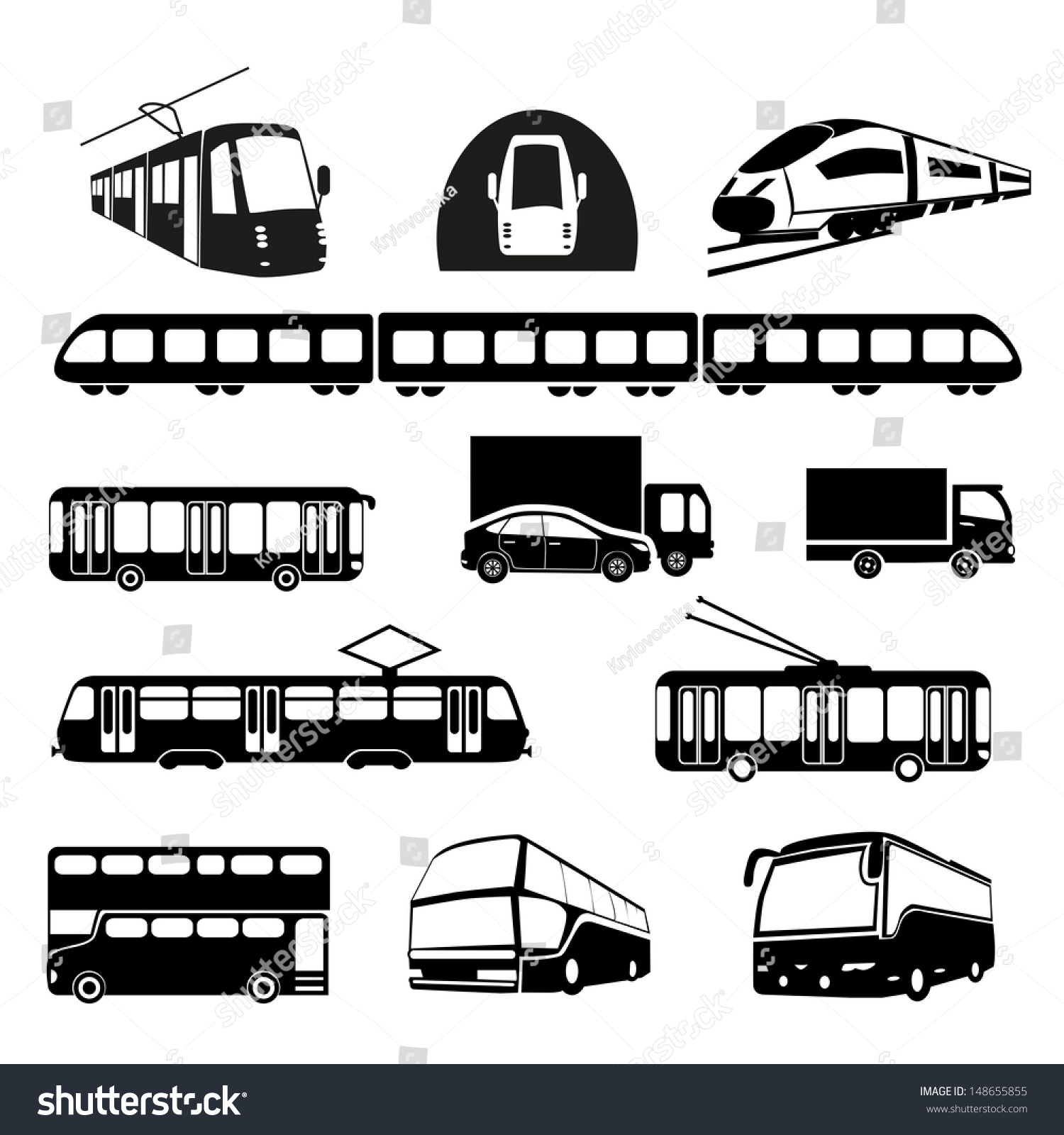 Transportation Icons Collection Vector Silhouette Public Stock Vector ...