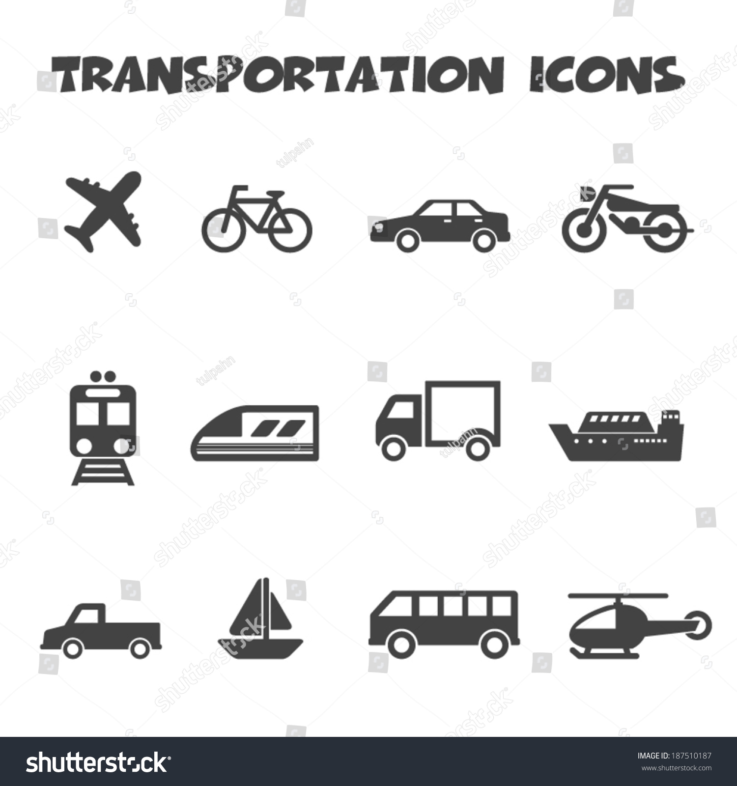 Transportation Icons, Mono Vector Symbols - 187510187 : Shutterstock