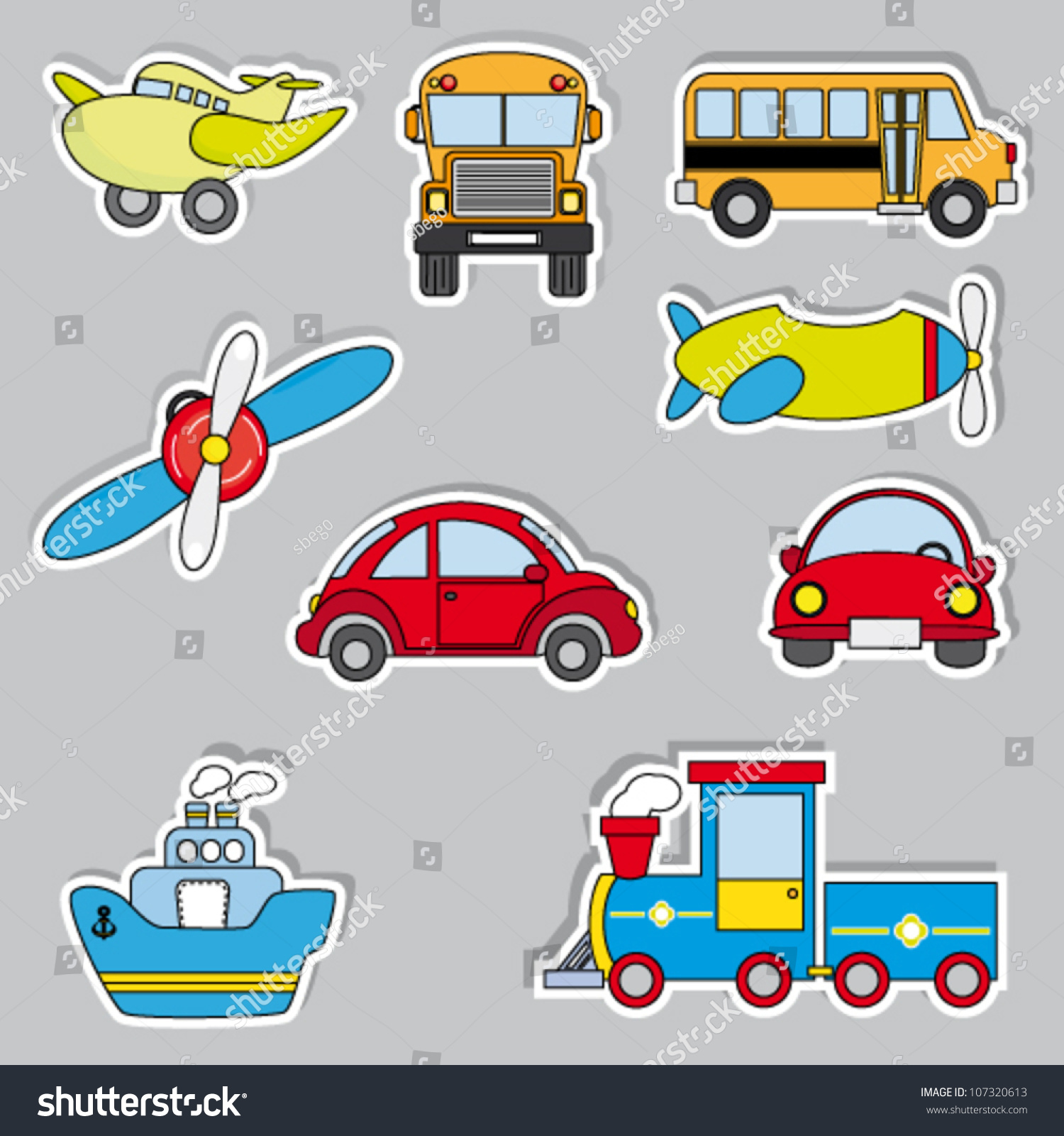 Transportation Sticker Icons Stock Vector 107320613 - Shutterstock