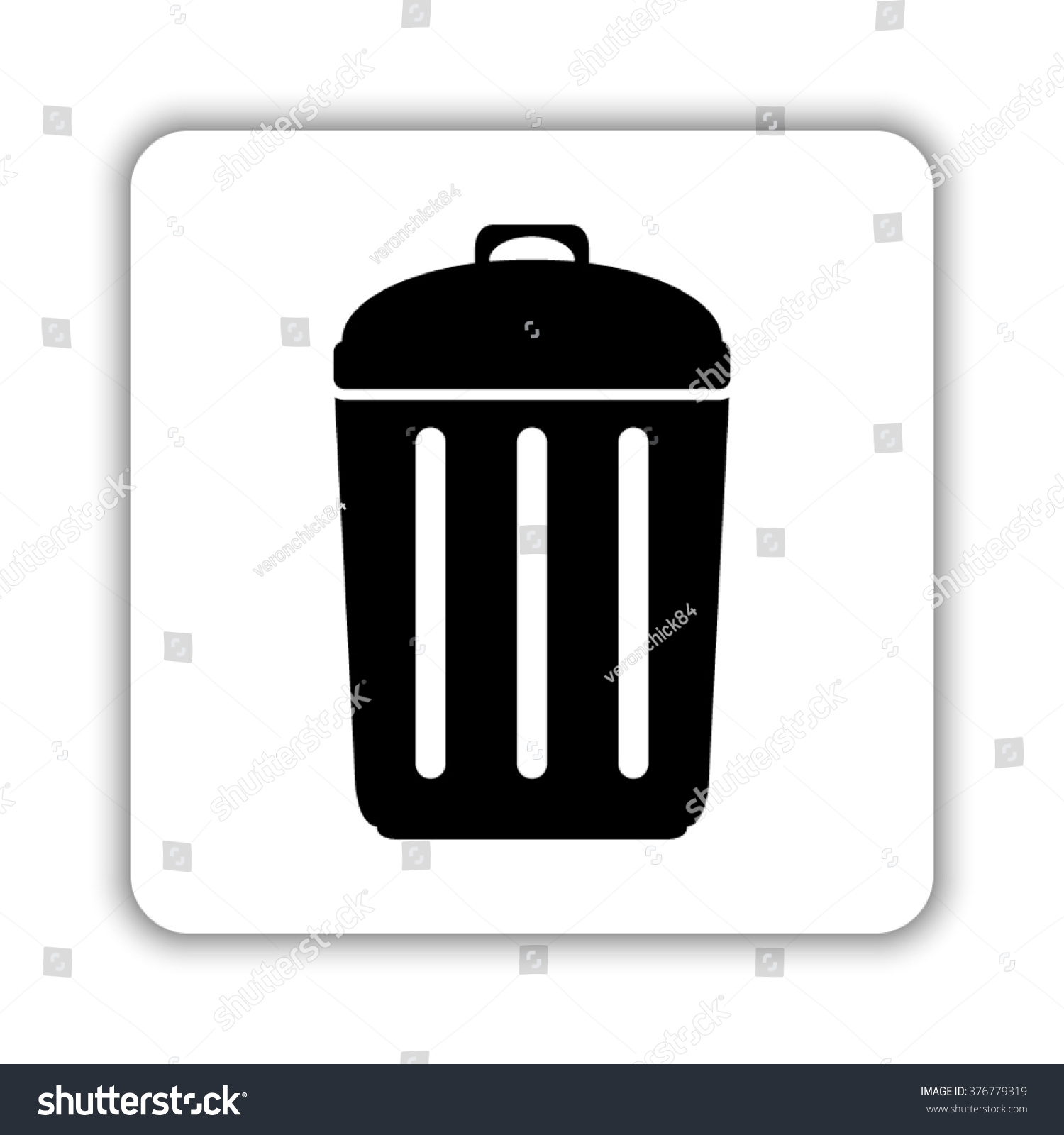 Trash Bin Black Vector Icon Stock Vector (Royalty Free) 376779319 ...