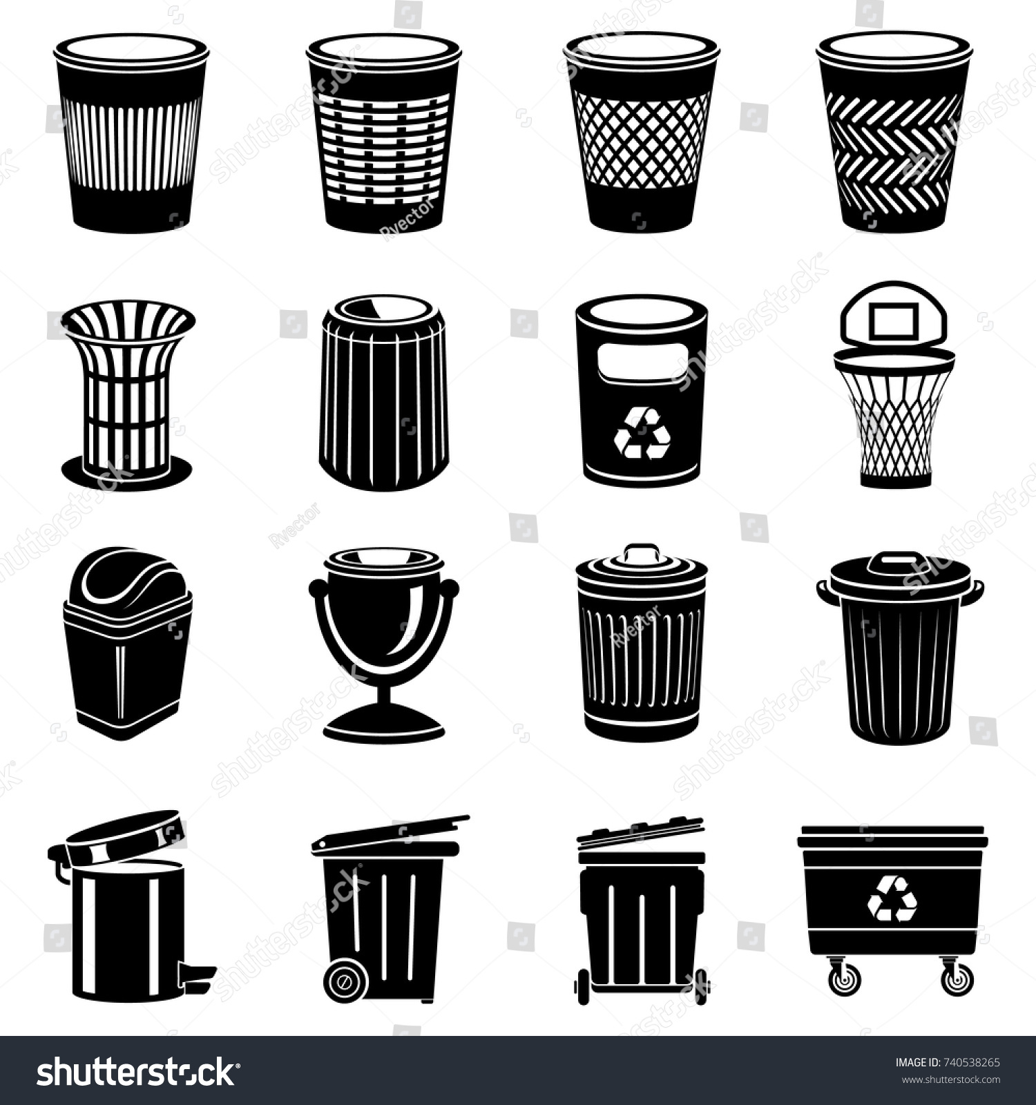 Trash Can Icons Set Simple Illustration Stock Vector (Royalty Free) 740538265 Shutterstock