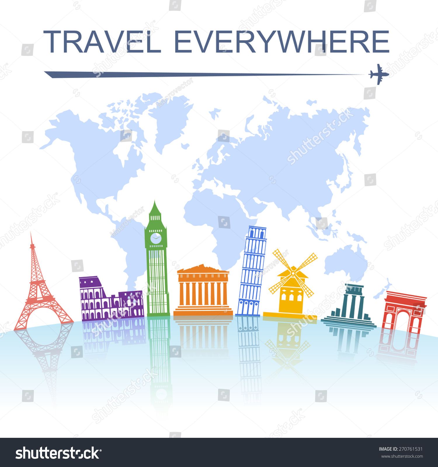 Travel Agency Spectacular Worldwide Sightseeing Landmark Stock Vector