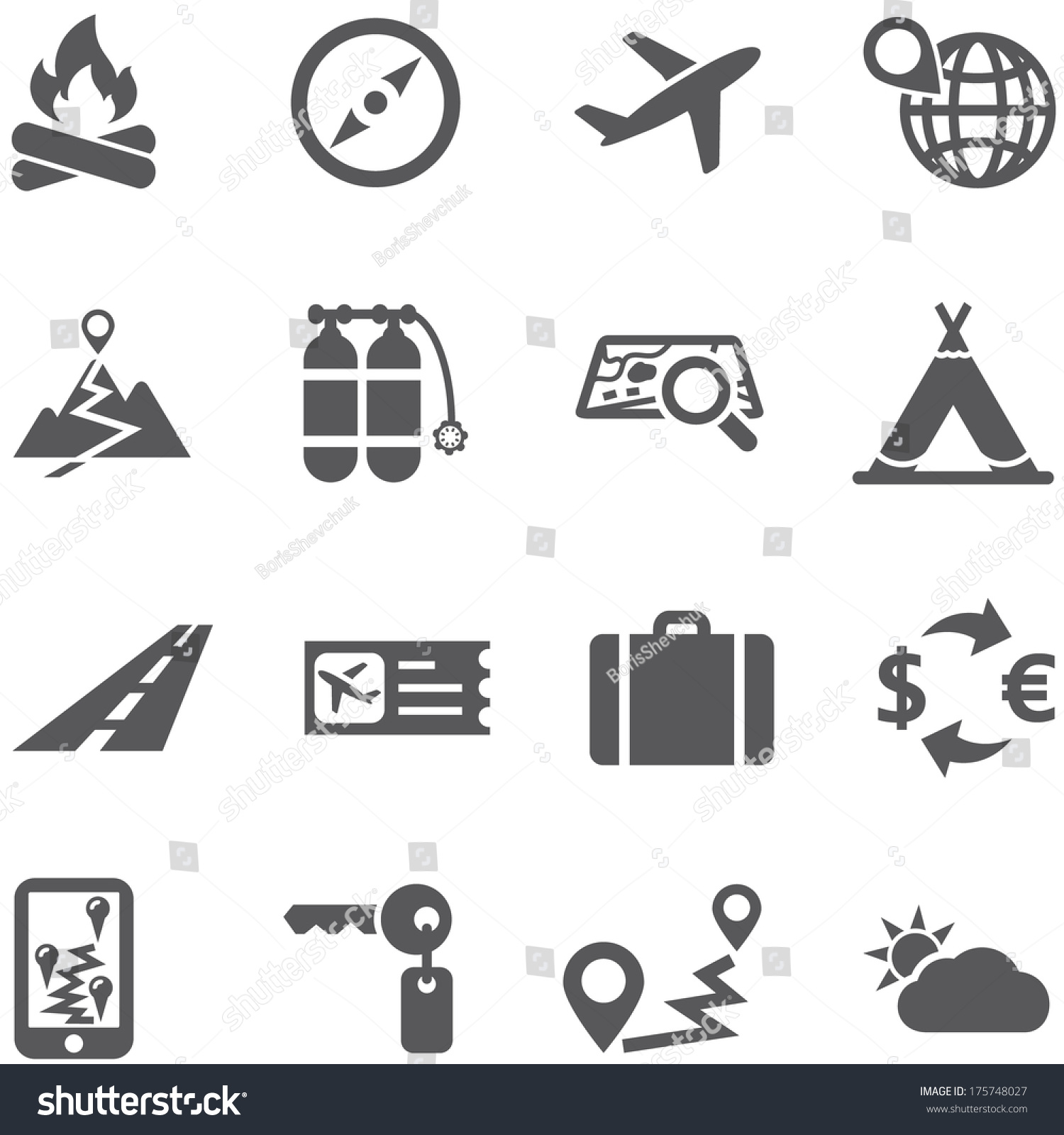 Travel And Tourism Icon Set Vector. All Elements Are On Separate Layers ...