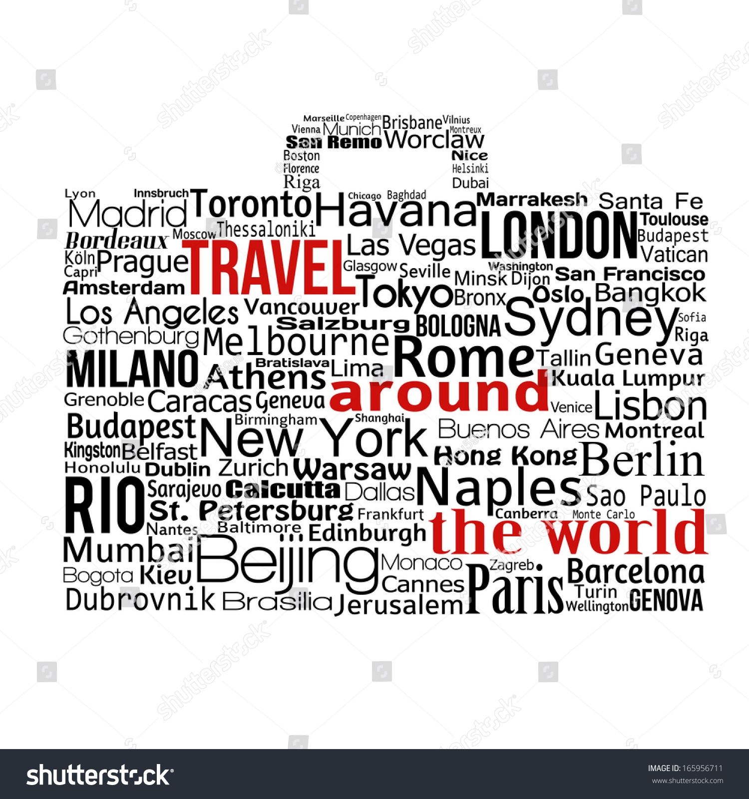 Travel Around The World Concept Made With Words Drawing A Suitcase ...