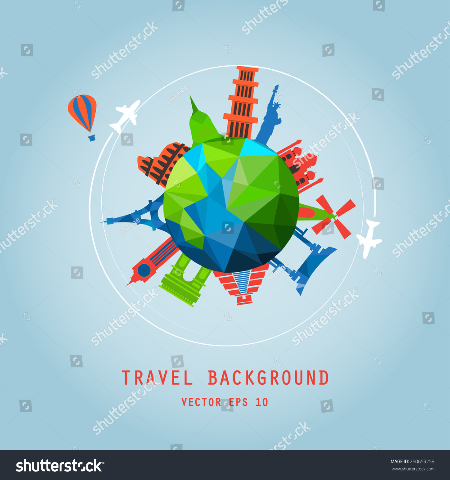 Travel Background Around Tourist World Concept Stock Vector (Royalty ...