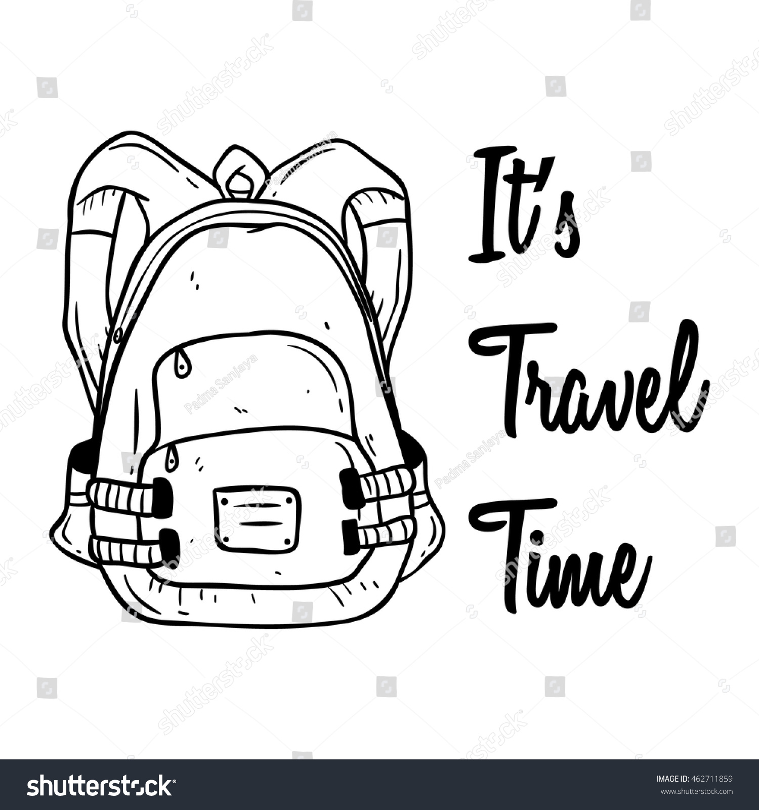 Travel Backpack Text Using Doodle Art Stock Vector Royalty Free