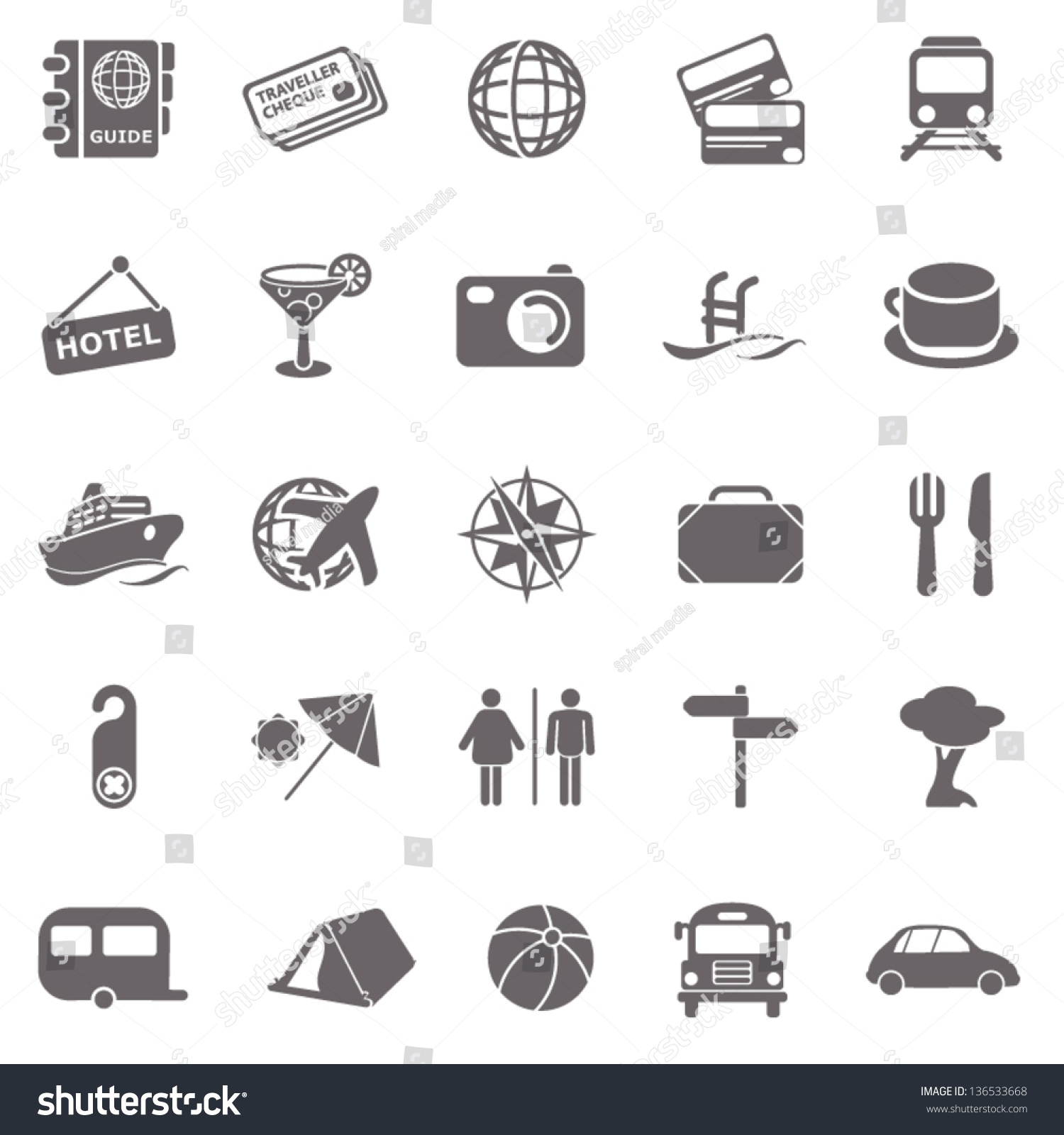 Travel Basic Icons Stock Vector Illustration 136533668 : Shutterstock