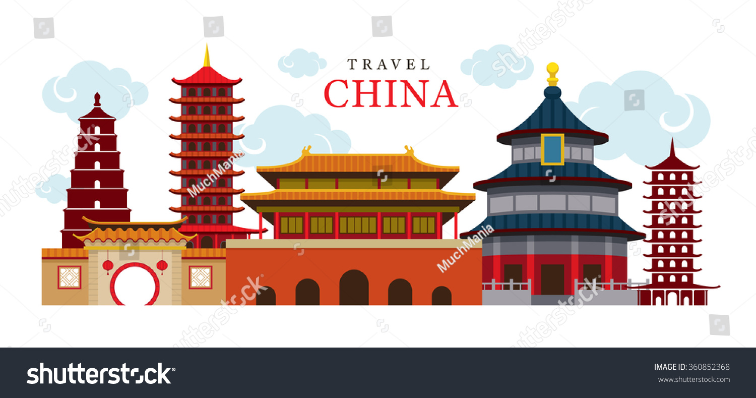 Travel China Building City Destination Attraction Stock Vector ...