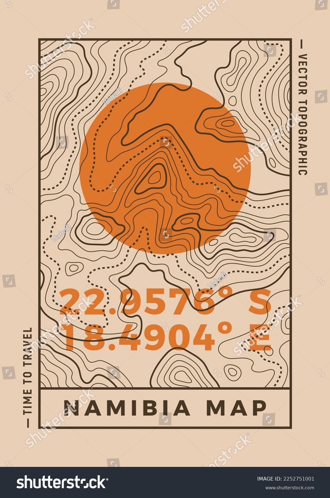 SVG of Travel poster of topographic line map. Vector line pattern of geographic map countour. Outline pattern of Namibia coordinates. Topography map background. svg