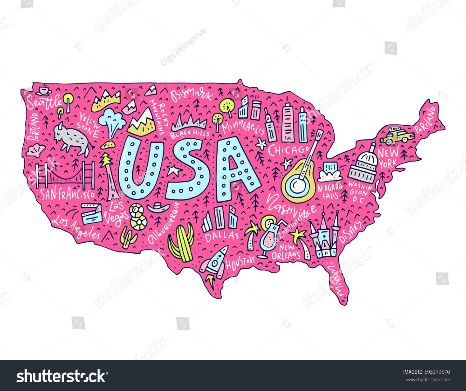 map of the united states cartoon Travel Usa Cartoon Map United States Stock Vector Royalty Free