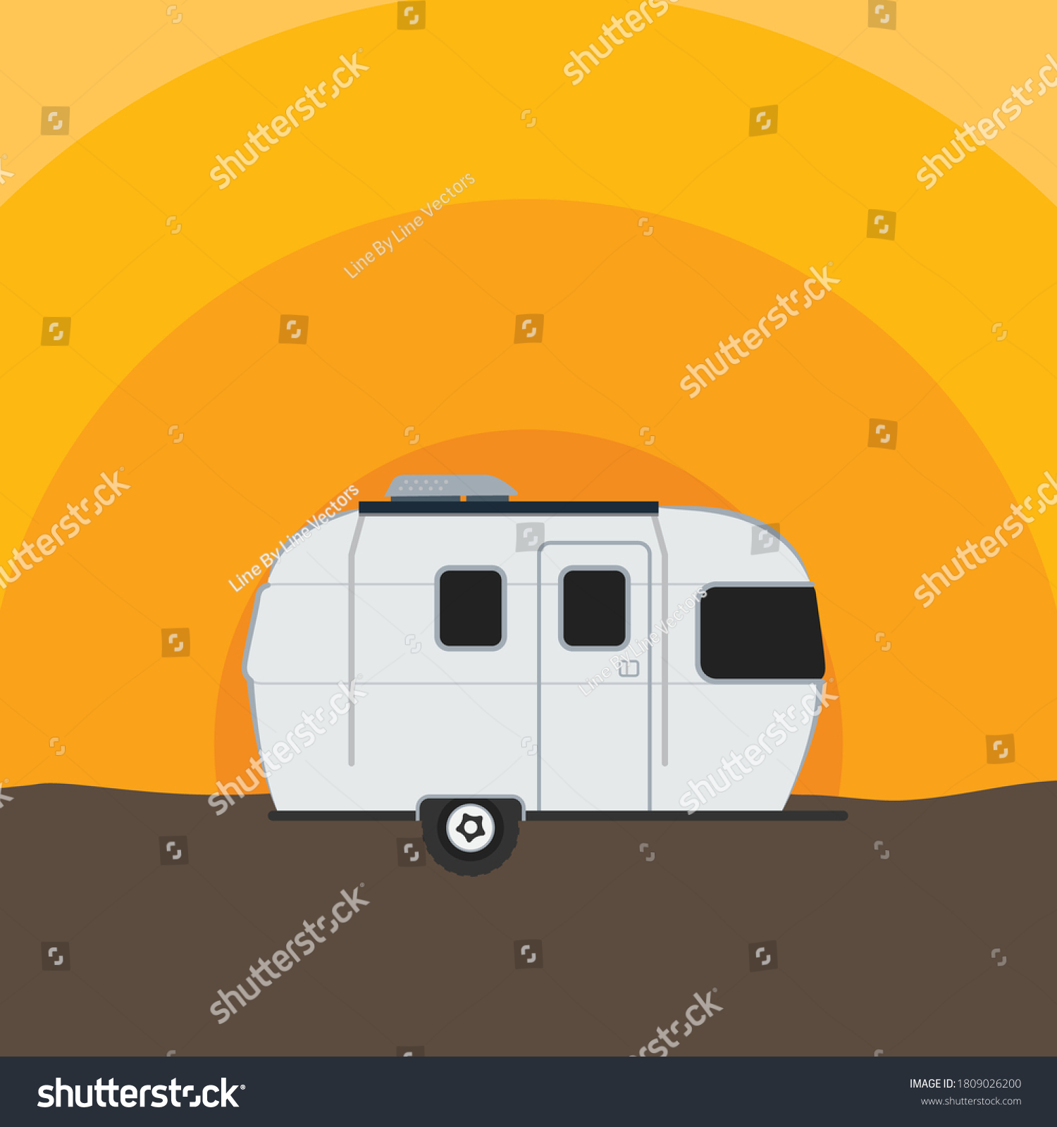 SVG of Travel Trailer, Camper Van, Motor Home, Airstream, Caravan Vector Illustration Background svg