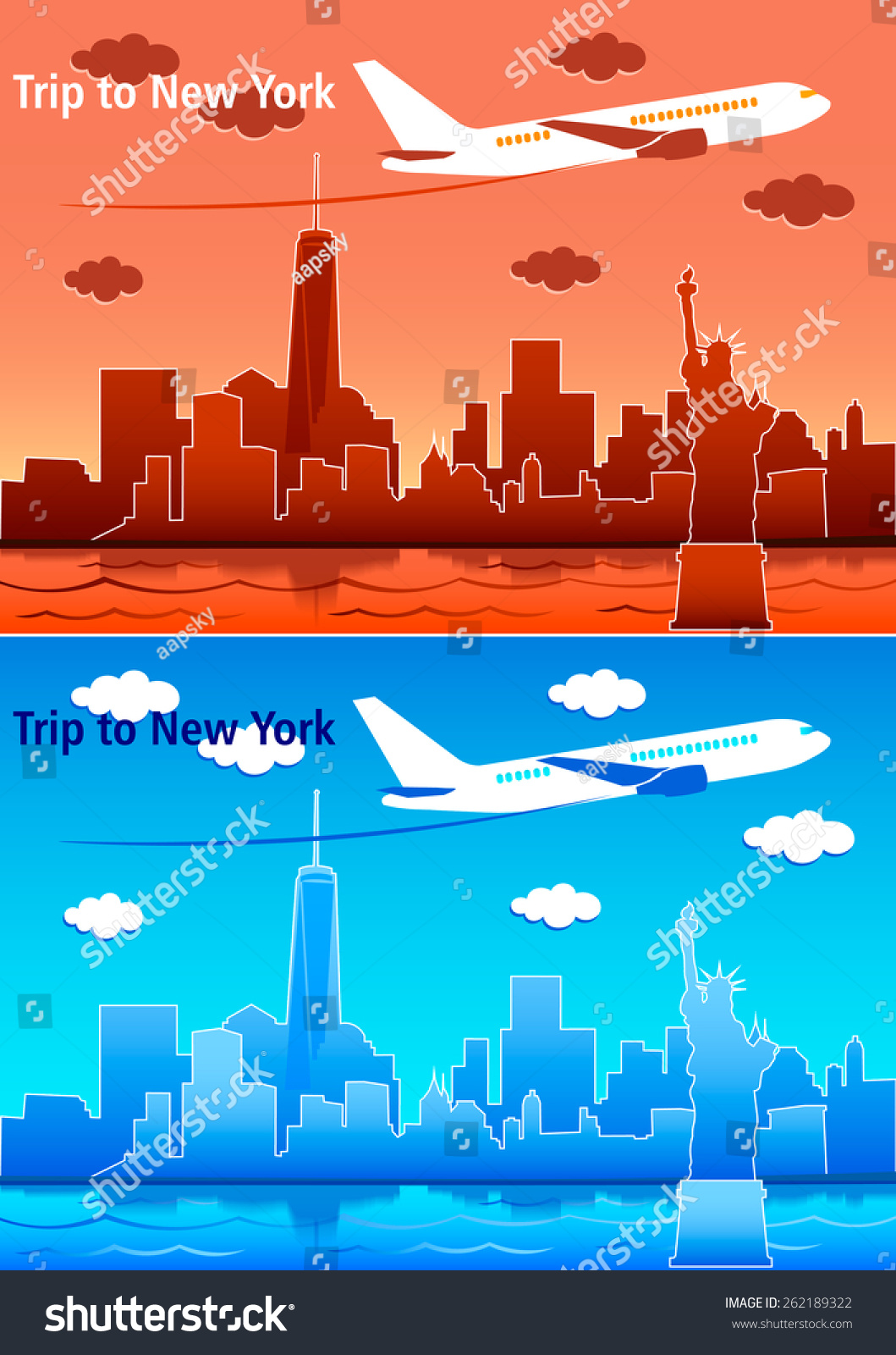 SVG of Travel trip Statue airplane skyscrapers  svg