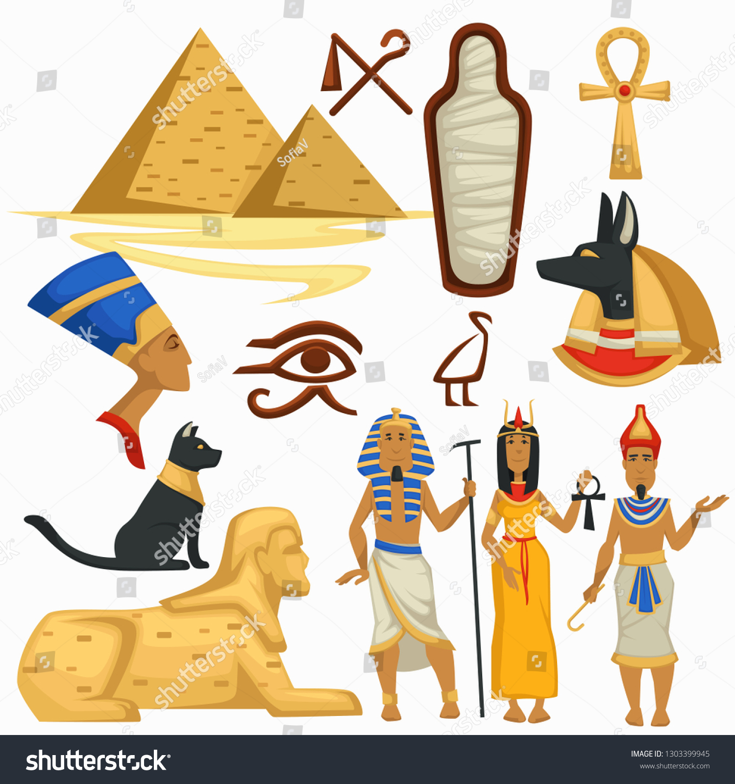 Traveling Egypt Symbols Pyramids Sphinx Egyptian Stock Vector (Royalty ...