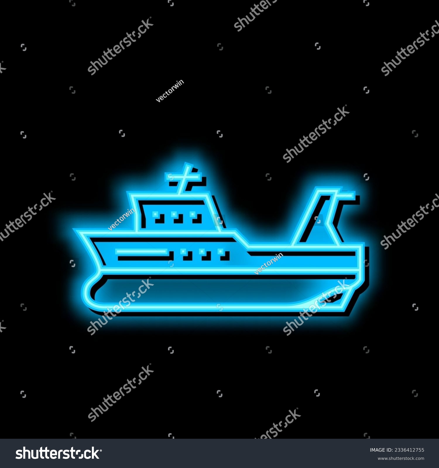 SVG of trawler boat neon light sign vector. trawler boat illustration svg