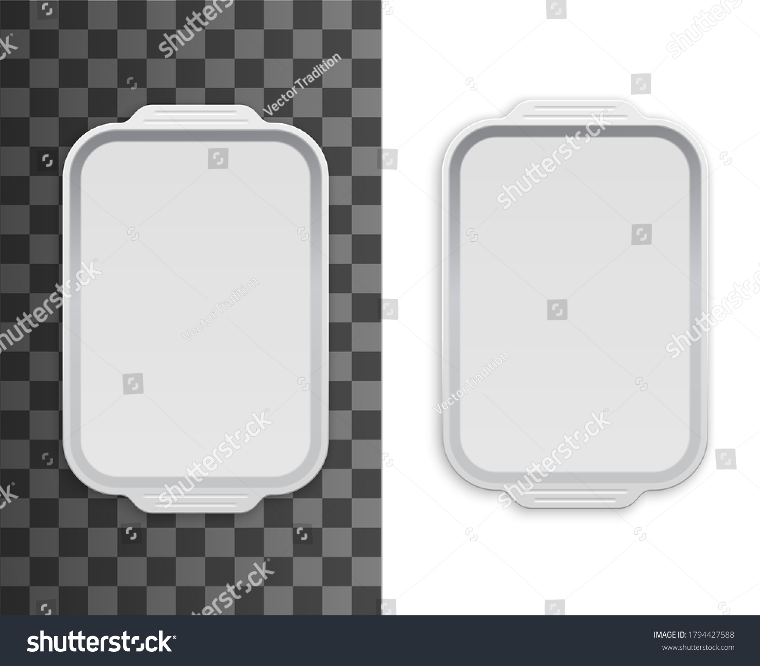 Download Tray Disposable Plastic Food Package Box Stock Vector Royalty Free 1794427588