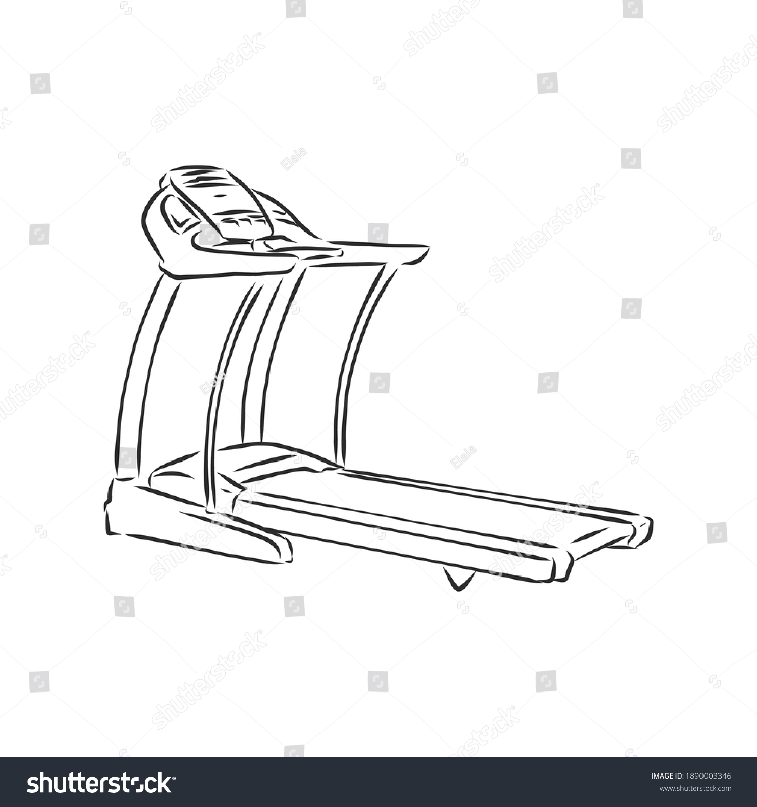 Treadmill Doodle Style Sketch Illustration Hand Stock Vector (Royalty