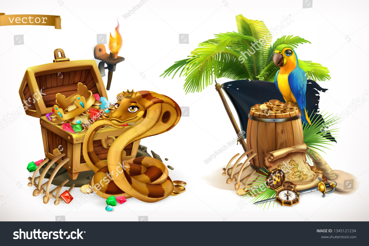Treasure Hunt Adventure Game Logo 3d Stock Vector (Royalty Free) 1345121234