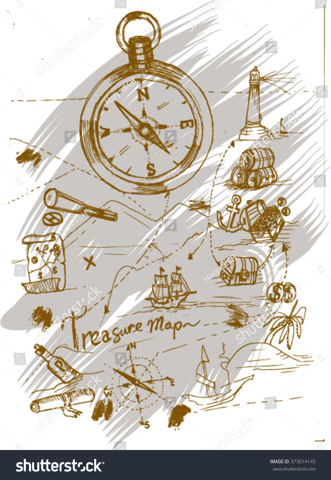 Treasuremap Sketch Stock Vector (Royalty Free) 373014145 | Shutterstock