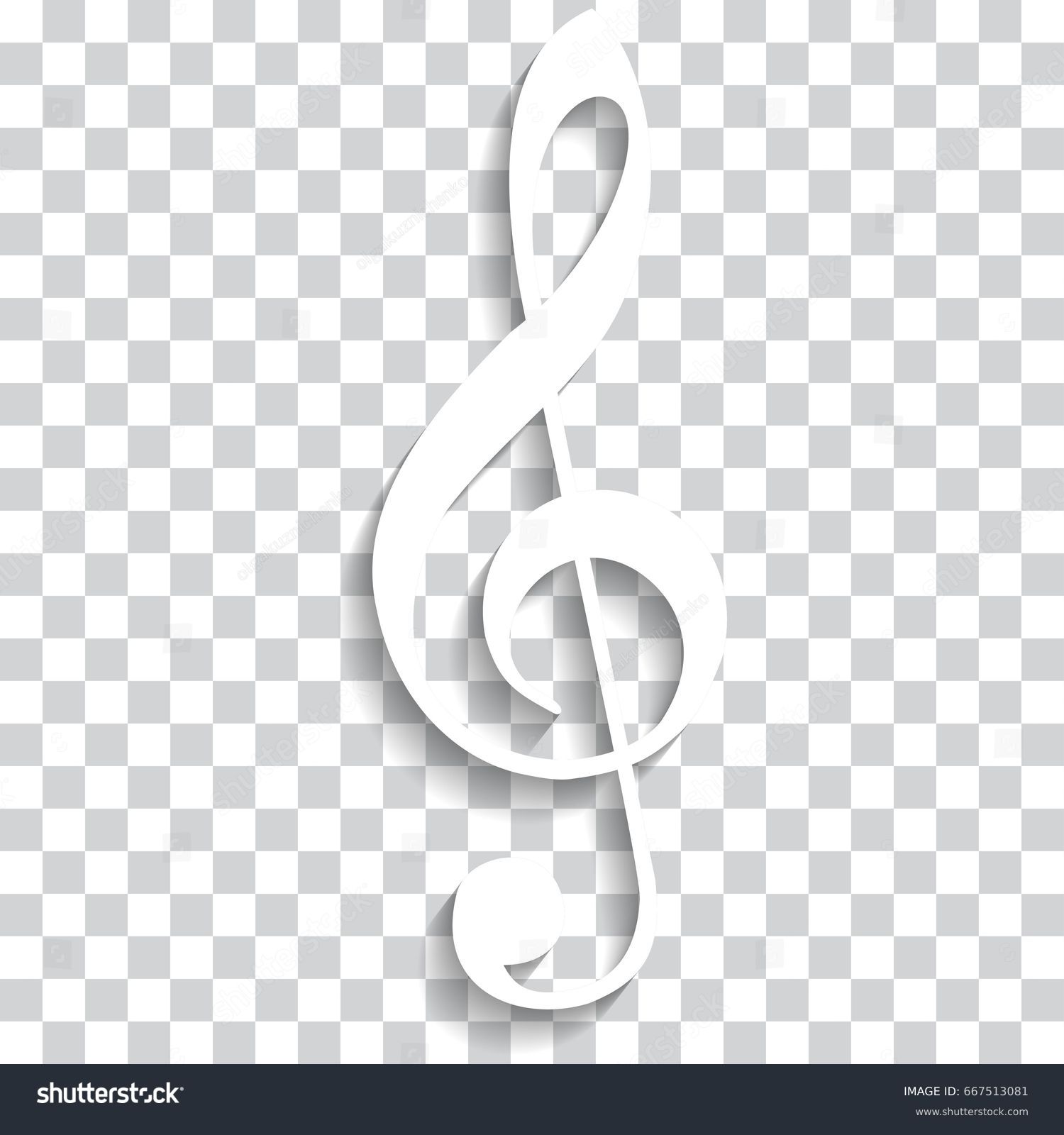 Treble Clef Icon White Treble Clef Stock Vector 667513081 - Shutterstock