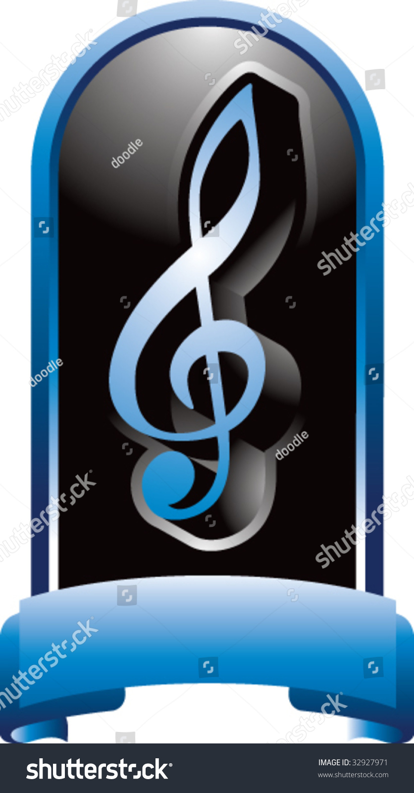 Treble Clef Music Note On Blue Stock Vector (Royalty Free) 32927971