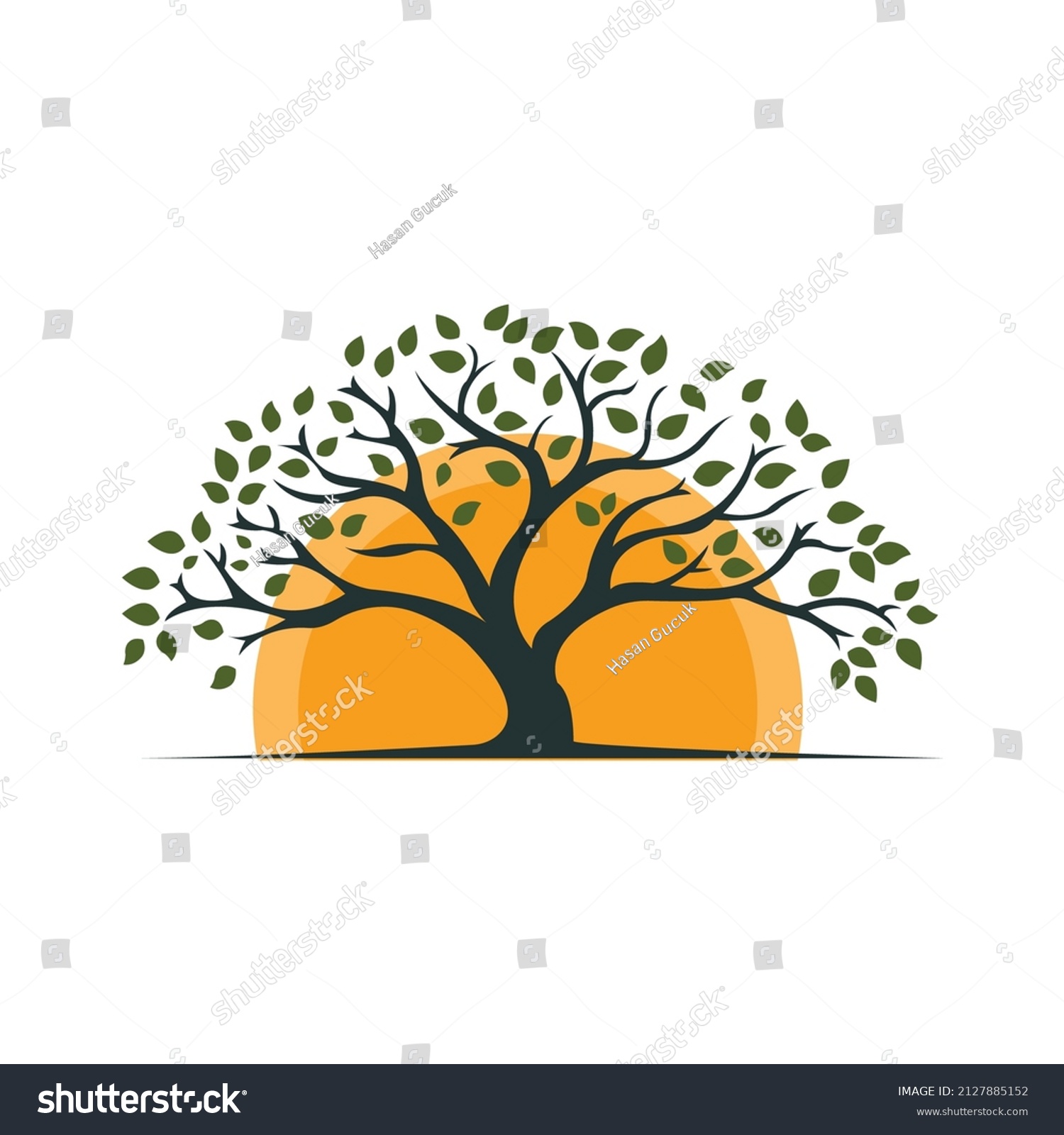 Tree Sun Logo Design Stock Vector (Royalty Free) 2127885152 | Shutterstock