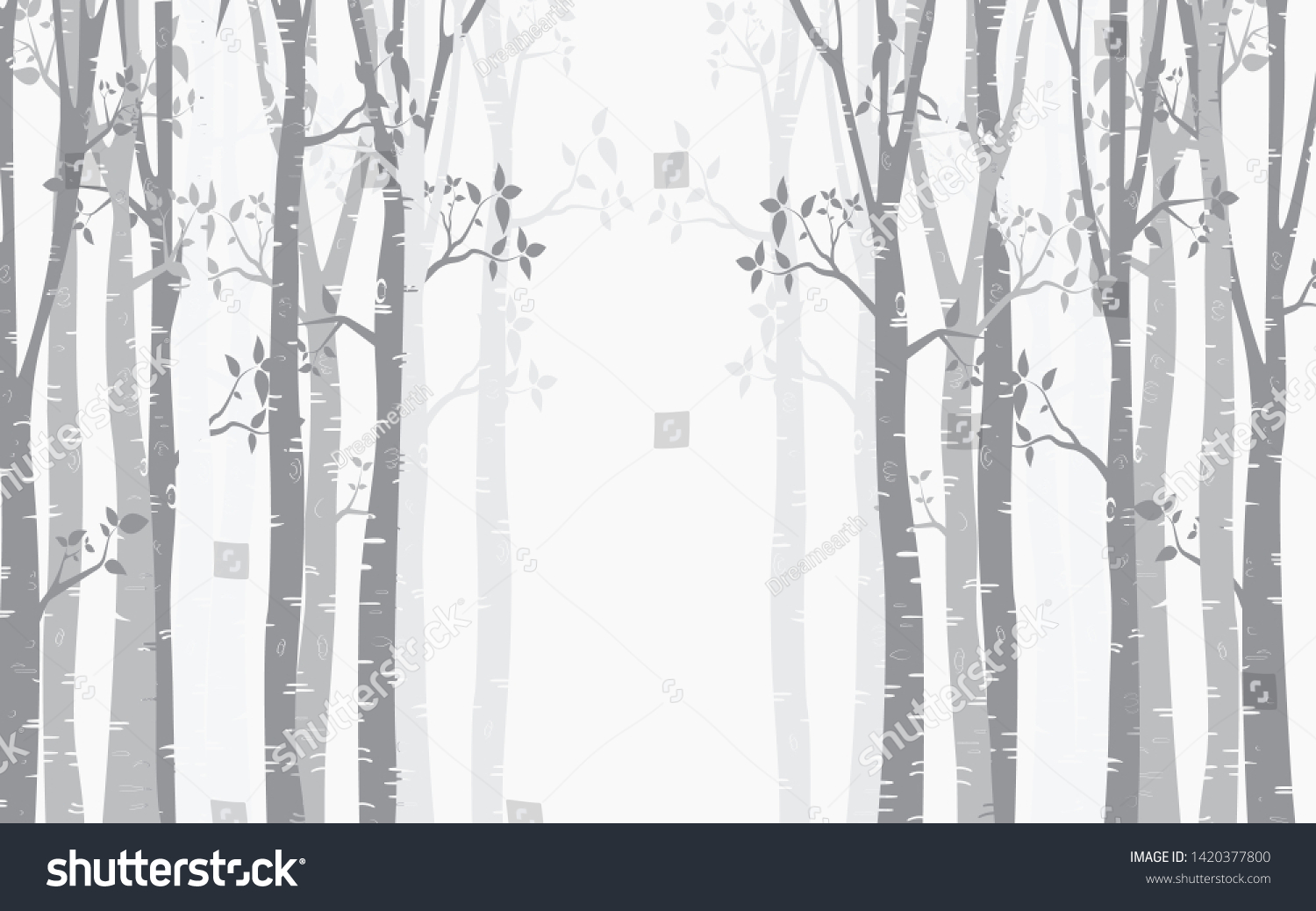 Tree Birch Design Background Birch Forest 库存矢量图（免版税）1420377800 ...