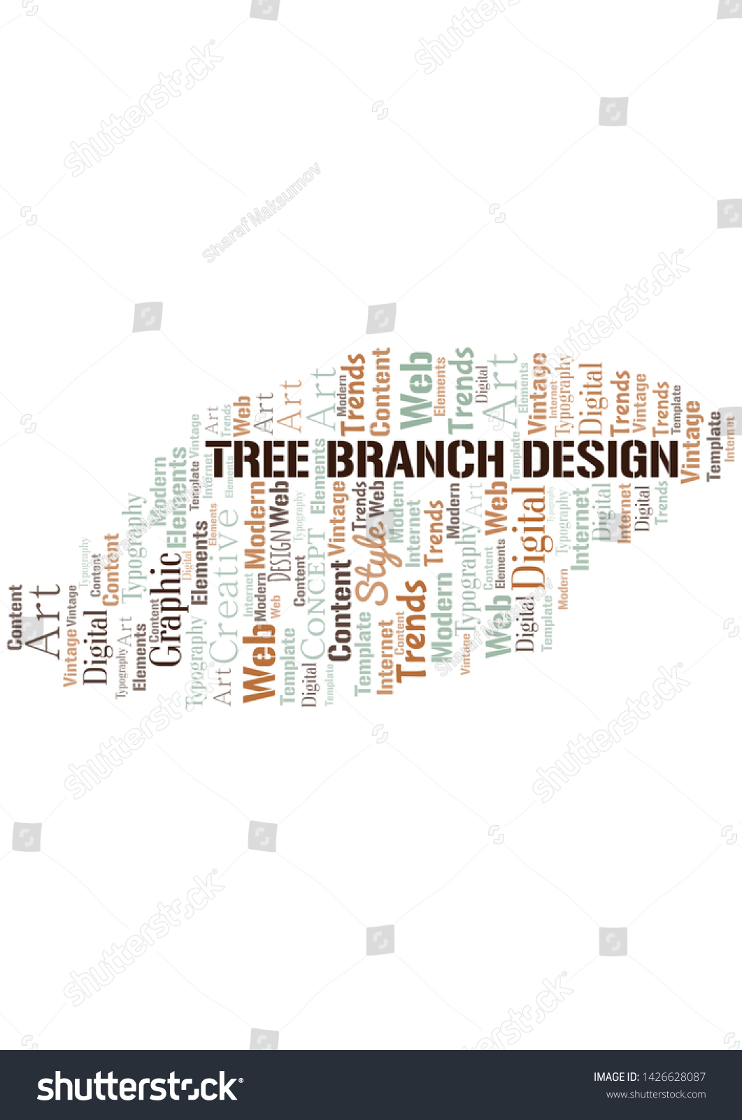 Tree Branch Design Word Cloud Wordcloud Stock Vector (Royalty Free ...