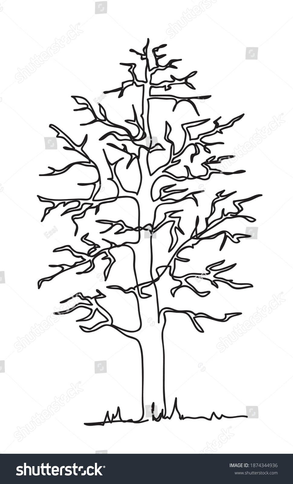 Tree Continuous Line Art Drawing Vector Stock Vector (Royalty Free ...