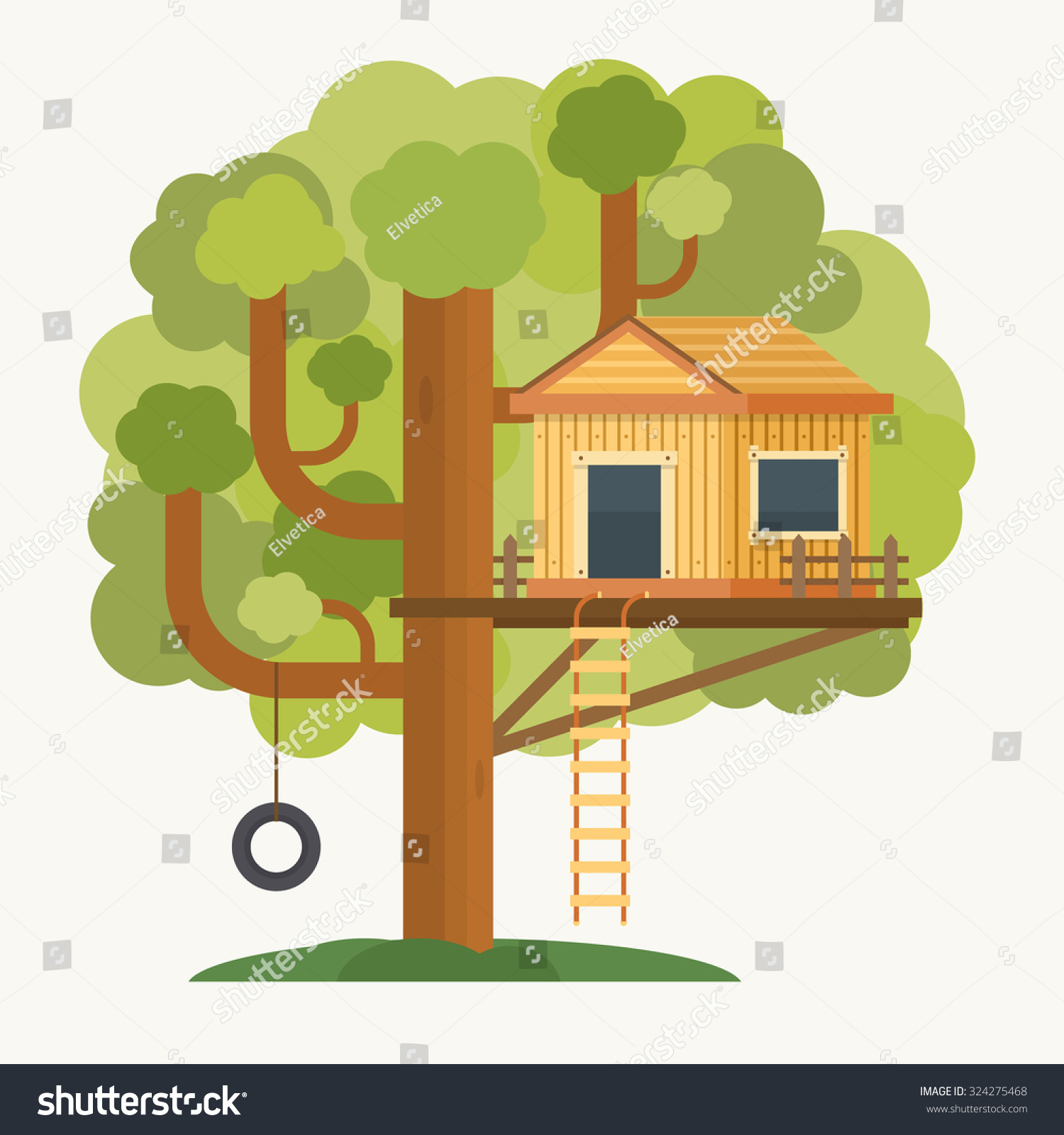 Tree House House On Tree Kids Stock Vector (Royalty Free) 324275468 ...