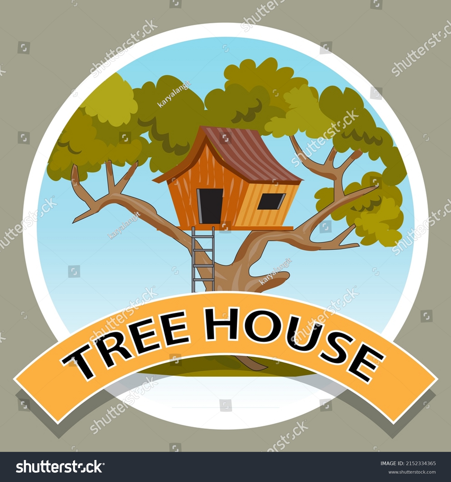 Tree House Sign Badge Vector Illustration Stock Vector (Royalty Free