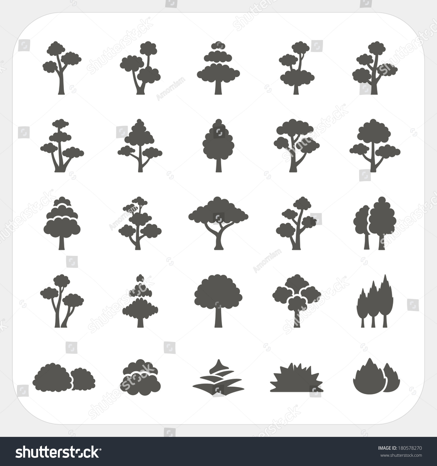 Tree Icons Set Stock Vector Shutterstock