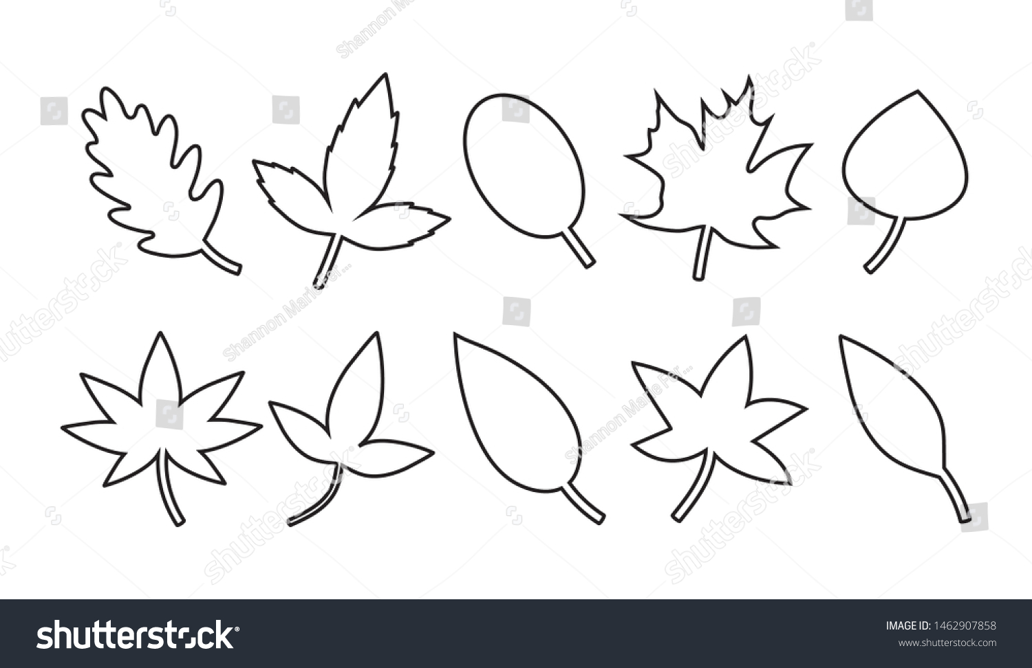 Tree Leaves Outline Simple Black Nature Stock Vector (Royalty Free ...