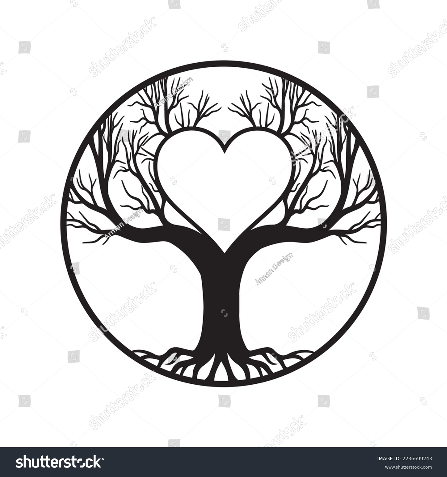 SVG of Tree of Heart Wall Interior Crafts Decor Silhouette svg