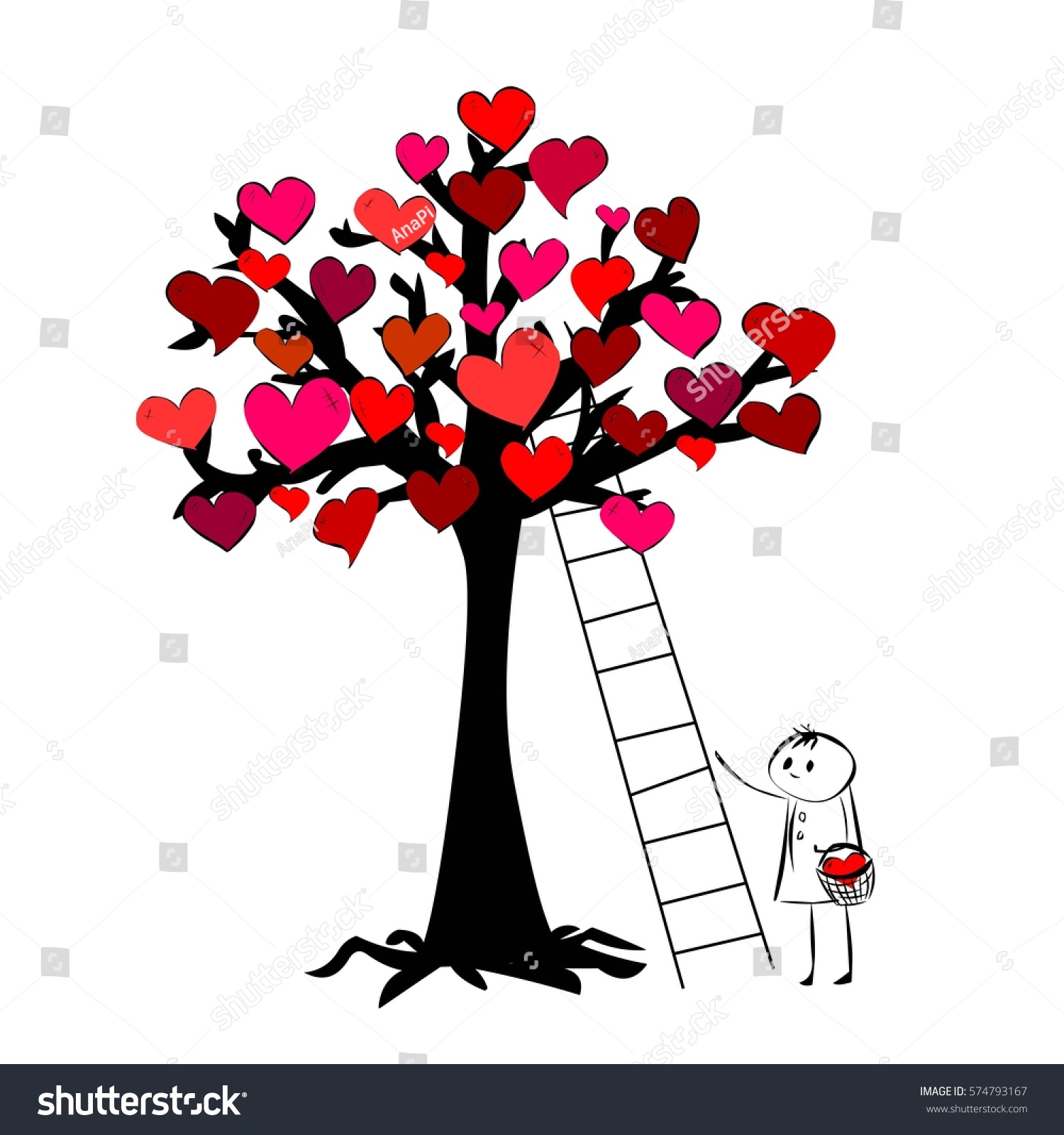Tree Hearts Stock Vector 574793167 - Shutterstock