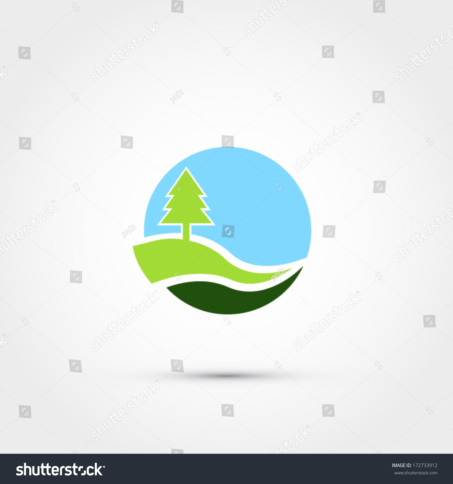 Tree On Hill Abstract Icon Stock Vector Illustration 172733912 ...