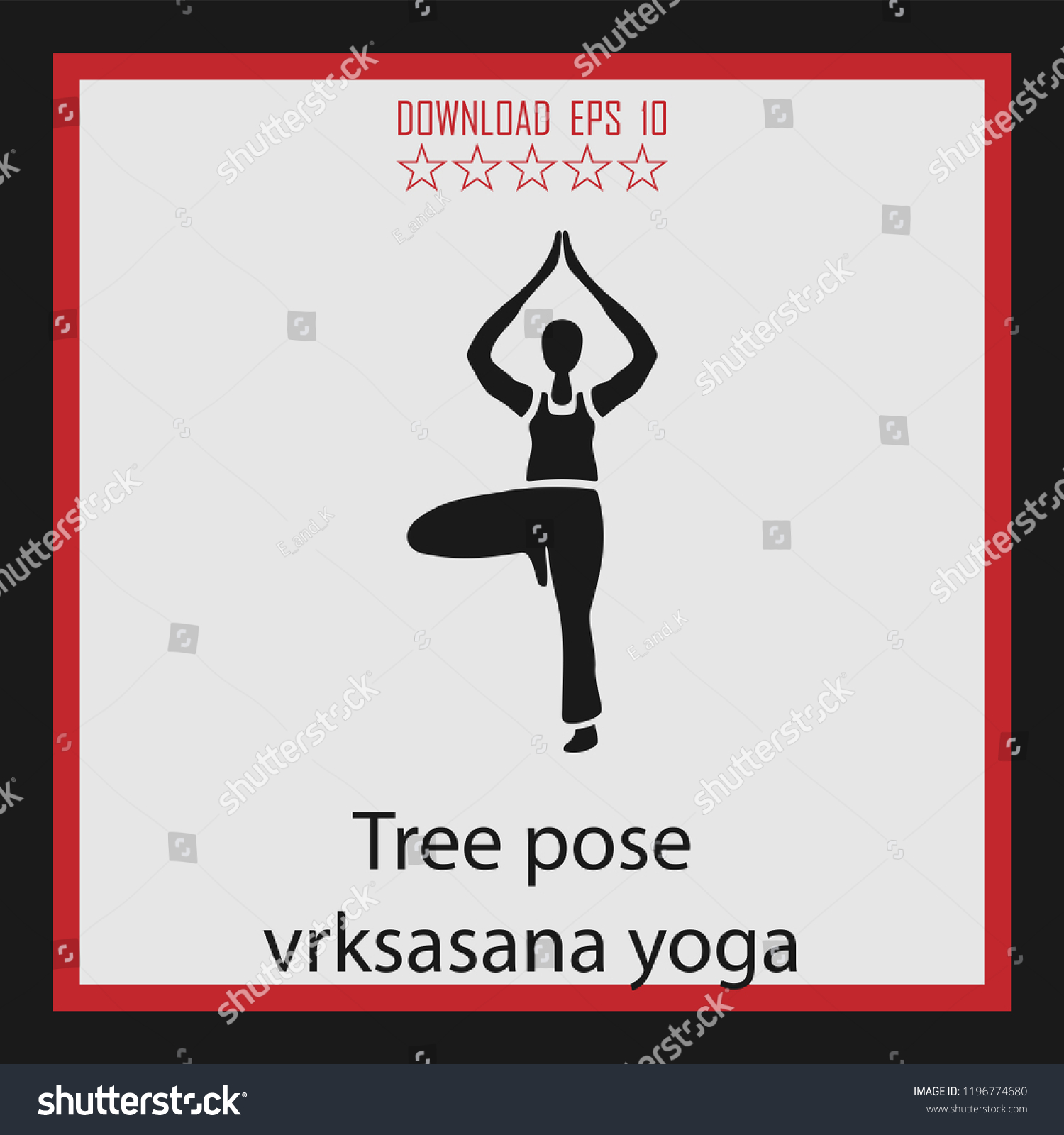 Tree Pose Vrksasana Yoga Vector Icon Stock Vector (Royalty Free ...